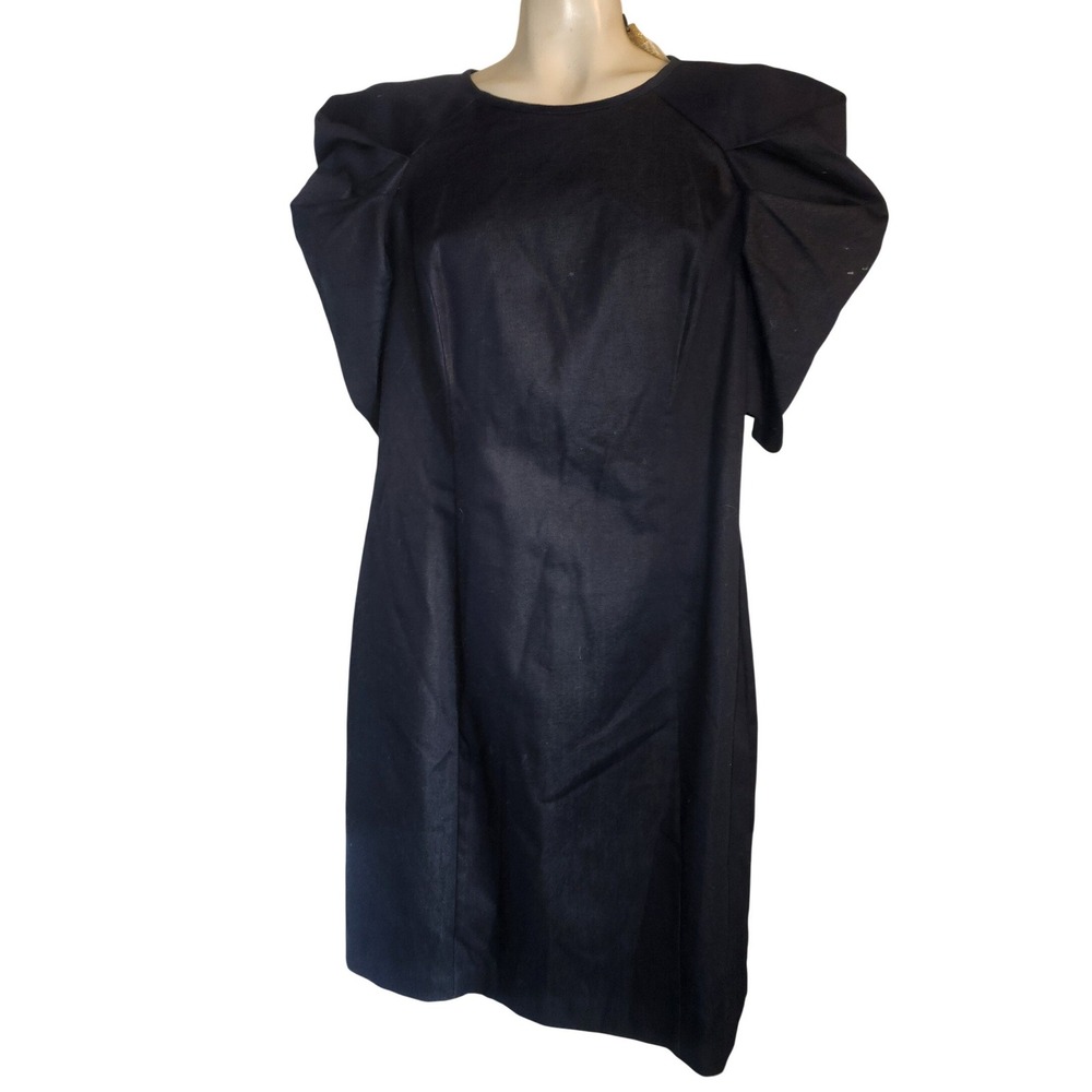 THREAD NEW Navy Blue Architectural Puff Sleeve Sheath Dress L
Art to wear